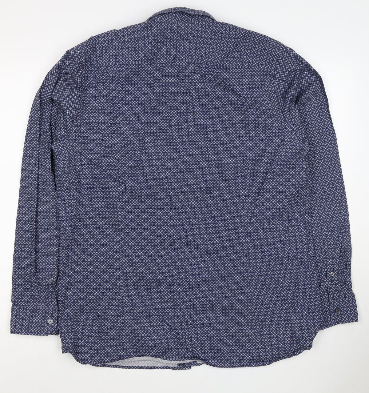 Ted Baker Men's Blue Geometric Print Long Sleeve Button-Up Shirt Size XL
