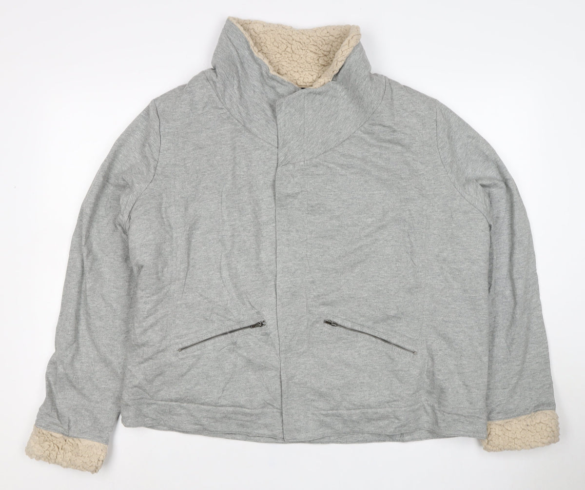 Next Women’s Grey Cotton Jersey Sherpa Lined Jacket UK 20