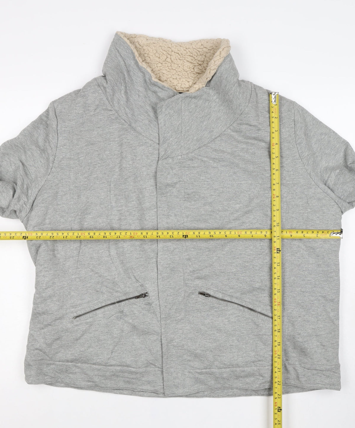 Next Women’s Grey Cotton Jersey Sherpa Lined Jacket UK 20