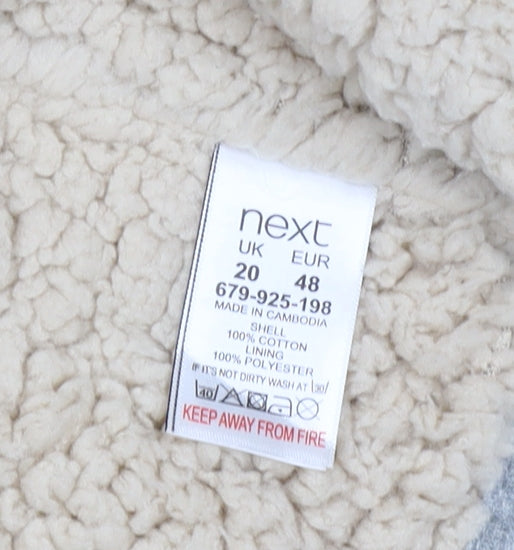 Next Women’s Grey Cotton Jersey Sherpa Lined Jacket UK 20