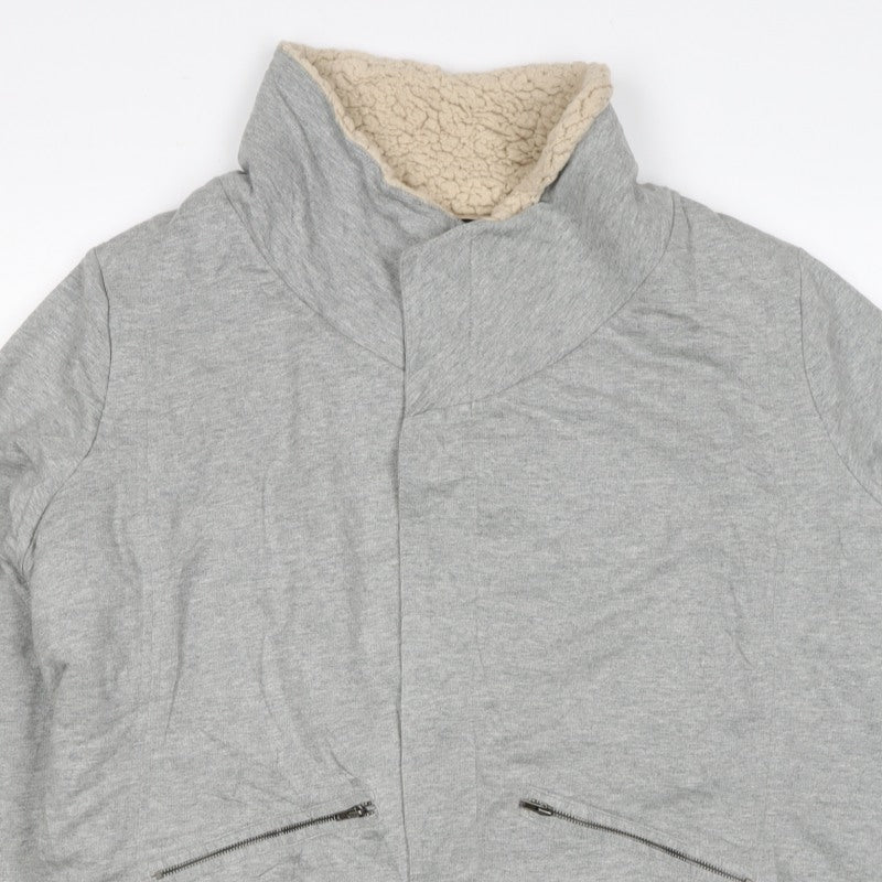 Next Women’s Grey Cotton Jersey Sherpa Lined Jacket UK 20