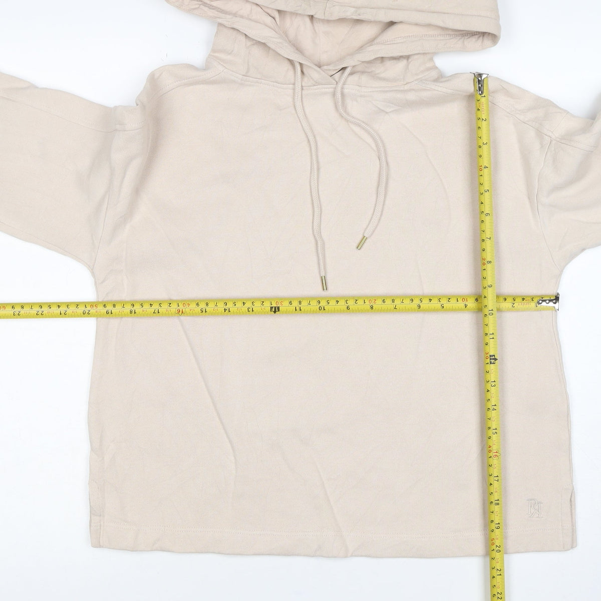 River Island Women Beige S Pullover Hooded Cotton Sweatshirt Logo