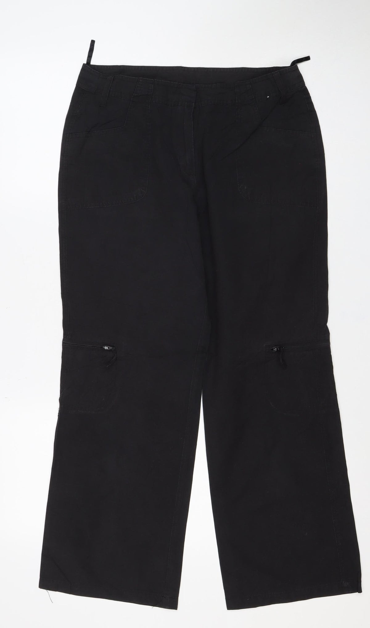 Dorothy Perkins Women Black UK 12 Cotton Cargo Trousers Pockets