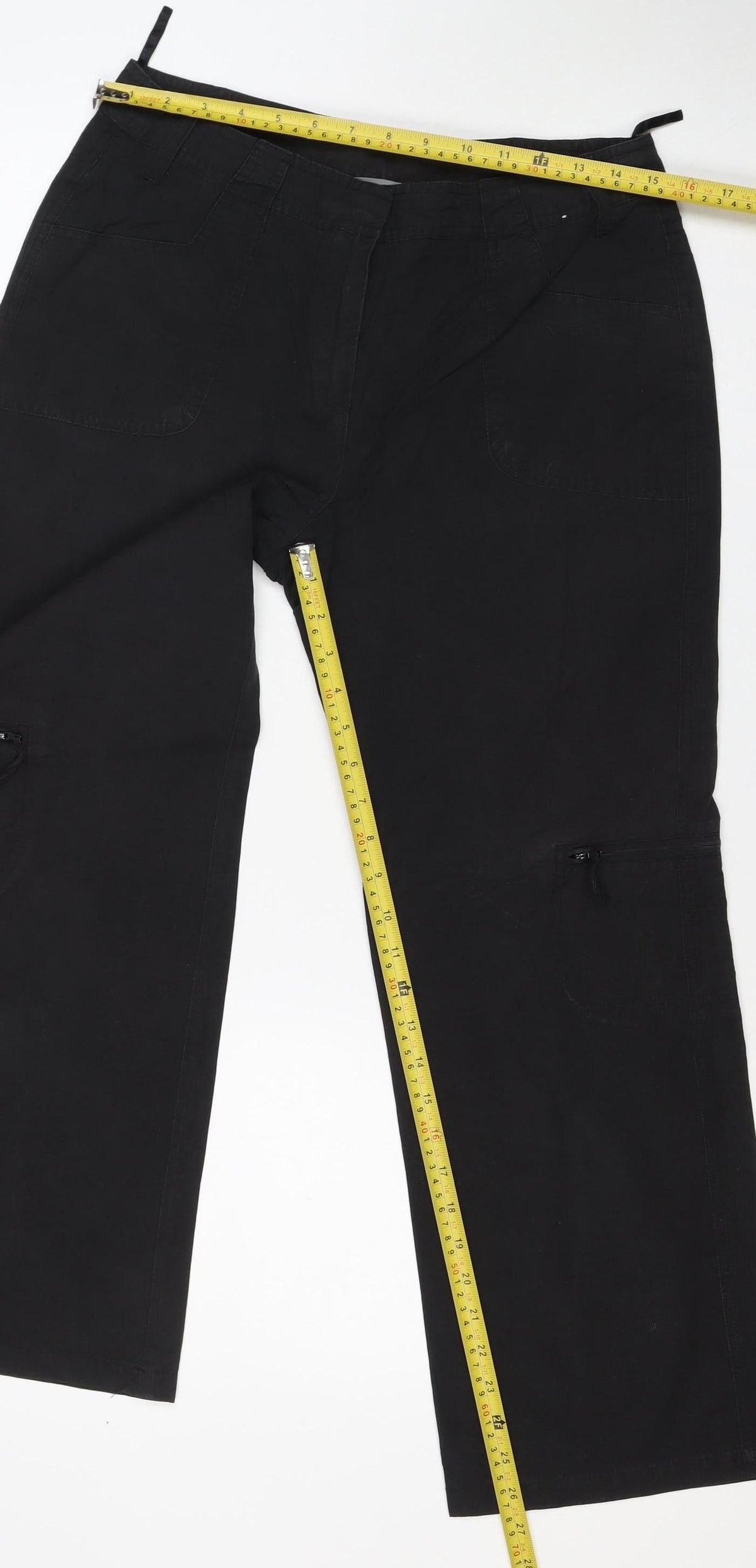 Dorothy Perkins Women Black UK 12 Cotton Cargo Trousers Pockets