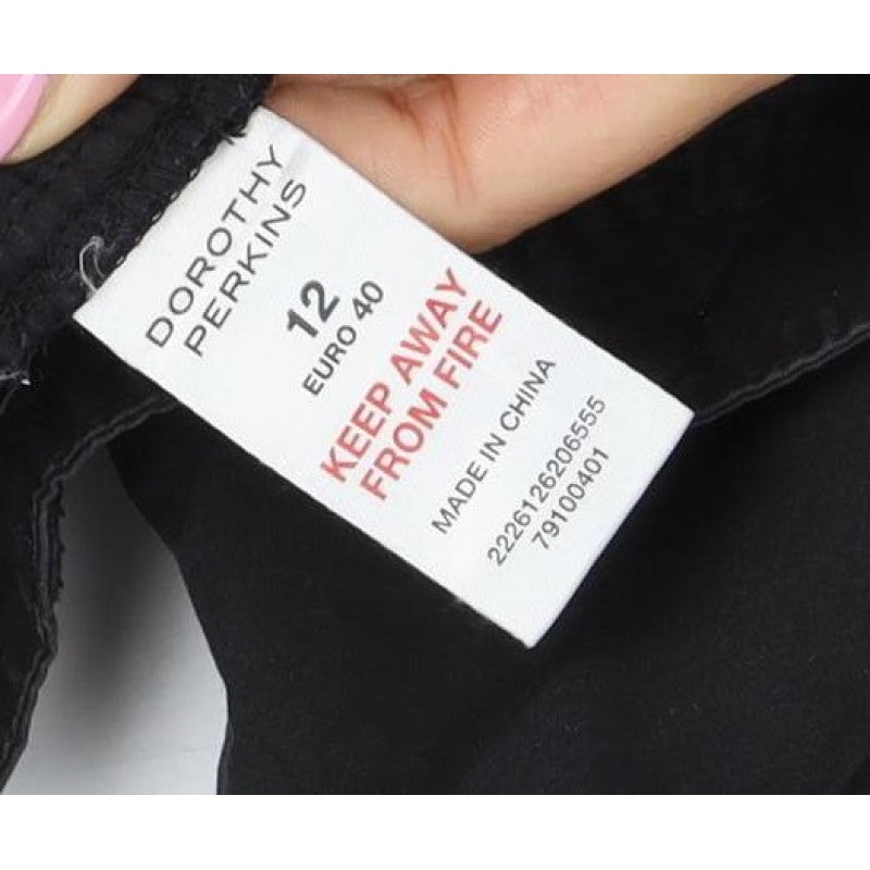 Dorothy Perkins Women Black UK 12 Cotton Cargo Trousers Pockets