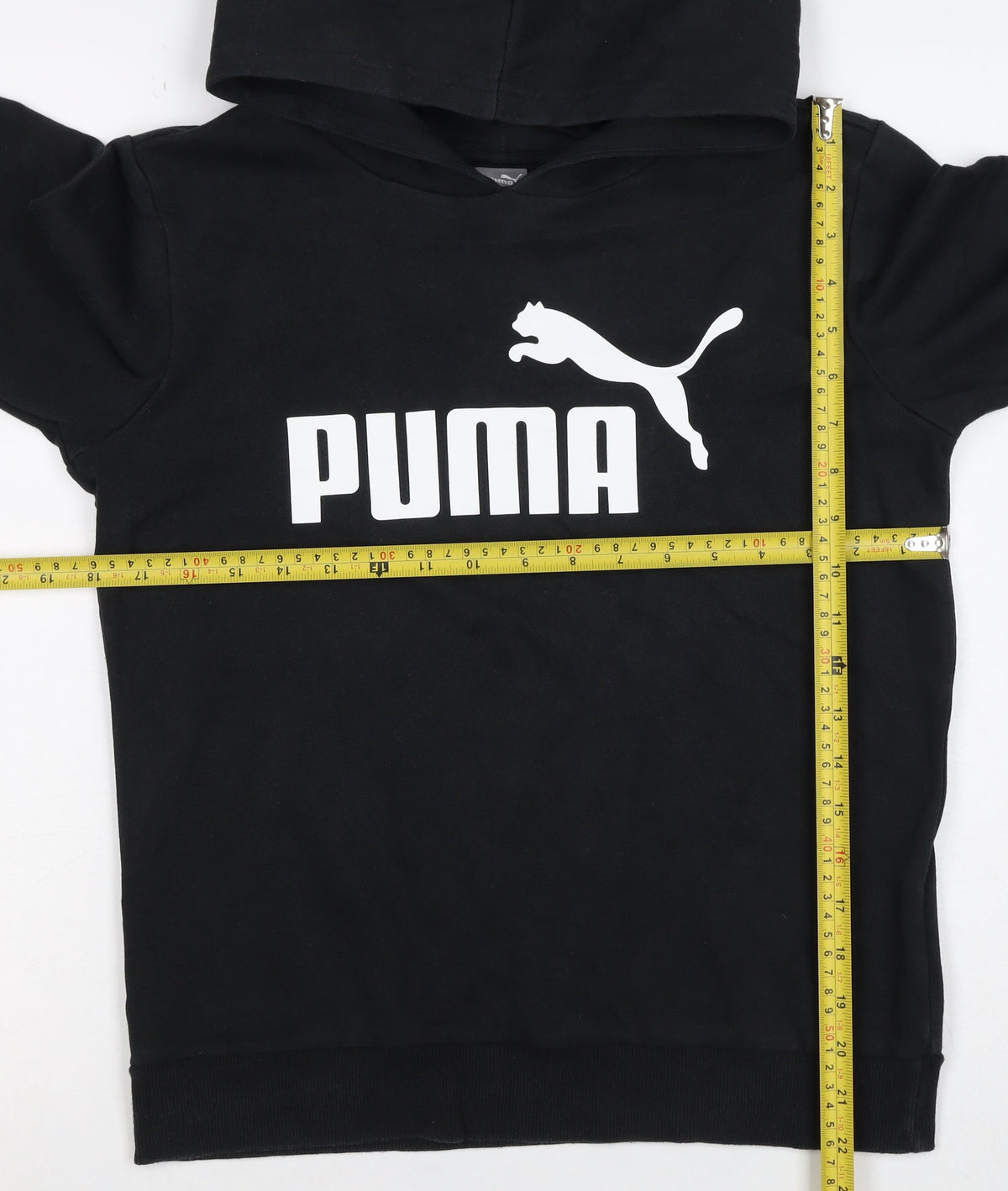 Puma Boys Black Logo Pullover Hoodie 11-12 Years Cotton Blend
