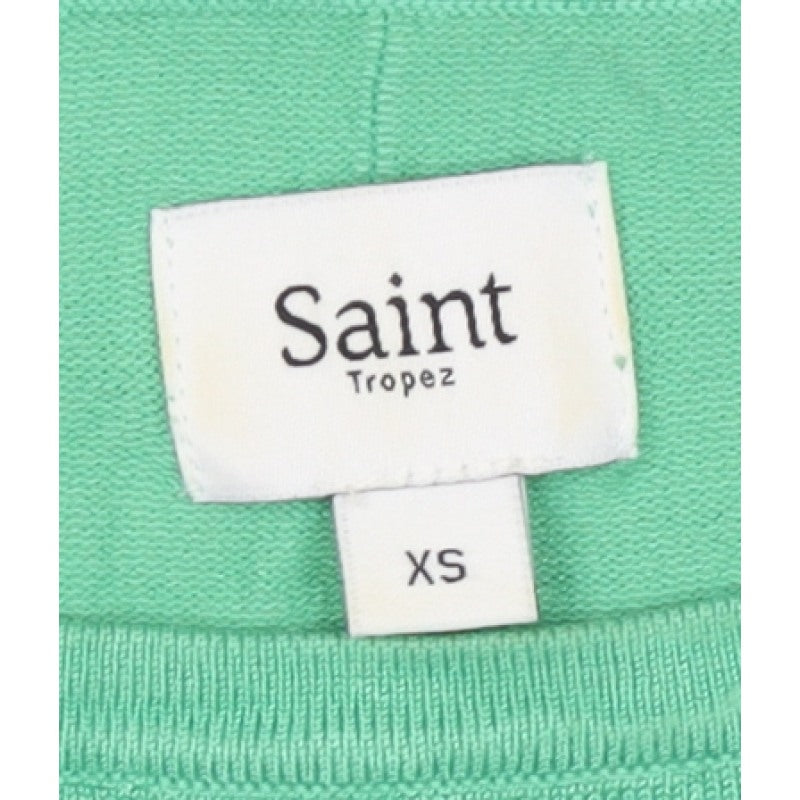 Saint Tropez Women Green XS Knit Crew Neck Short Sleeve Basic Top