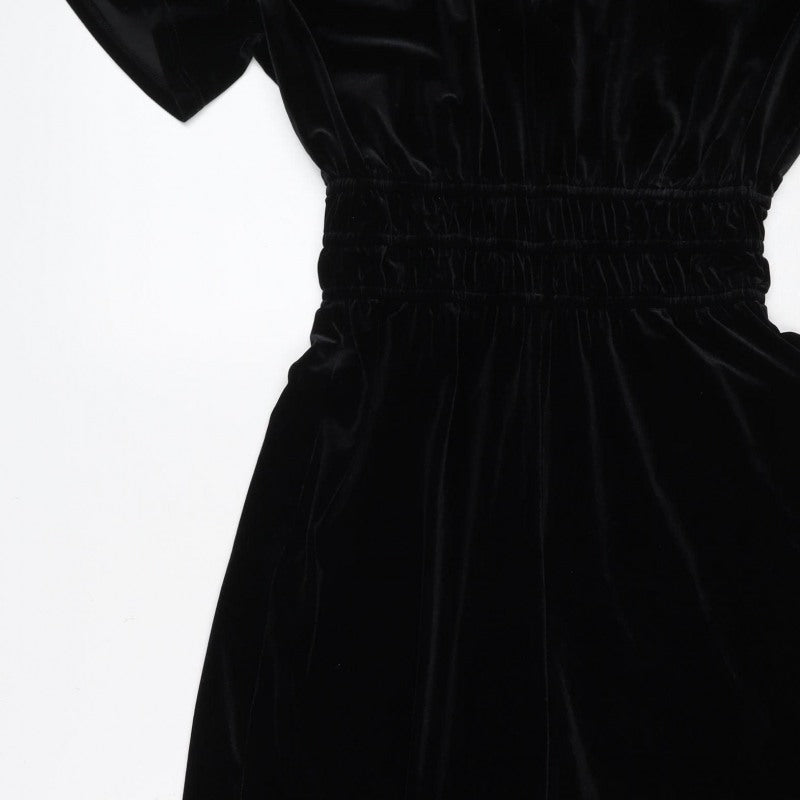 Editors Cut Women’s Black Velvet Wide-Leg Jumpsuit UK 10 Long Sleeve