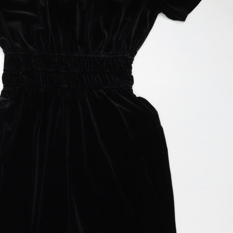 Editors Cut Women’s Black Velvet Wide-Leg Jumpsuit UK 10 Long Sleeve