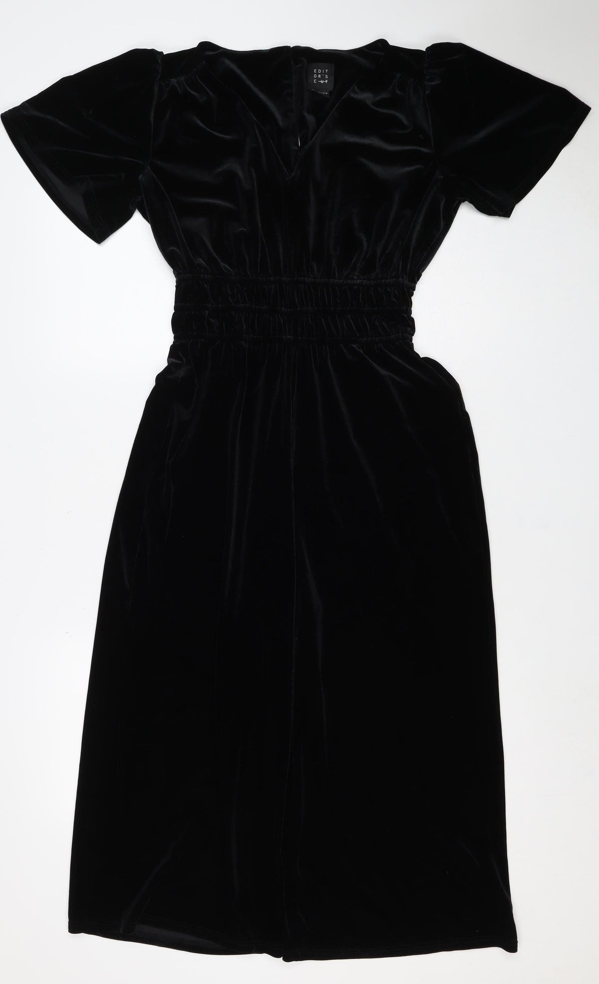 Editors Cut Women’s Black Velvet Wide-Leg Jumpsuit UK 10 Long Sleeve