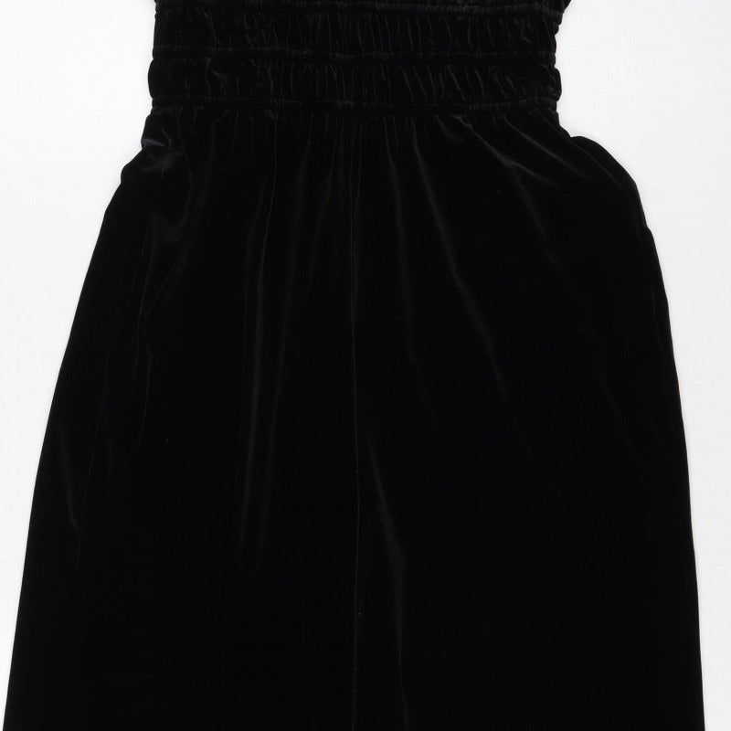 Editors Cut Women’s Black Velvet Wide-Leg Jumpsuit UK 10 Long Sleeve