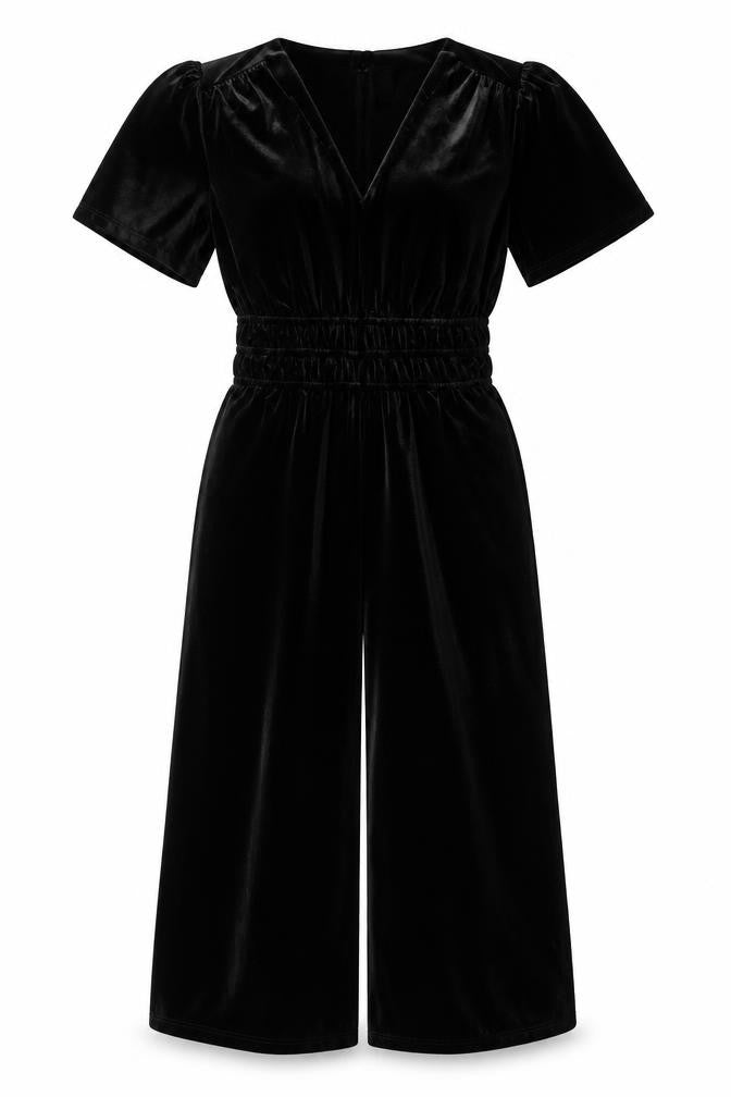 Editors Cut Women’s Black Velvet Wide-Leg Jumpsuit UK 10 Long Sleeve