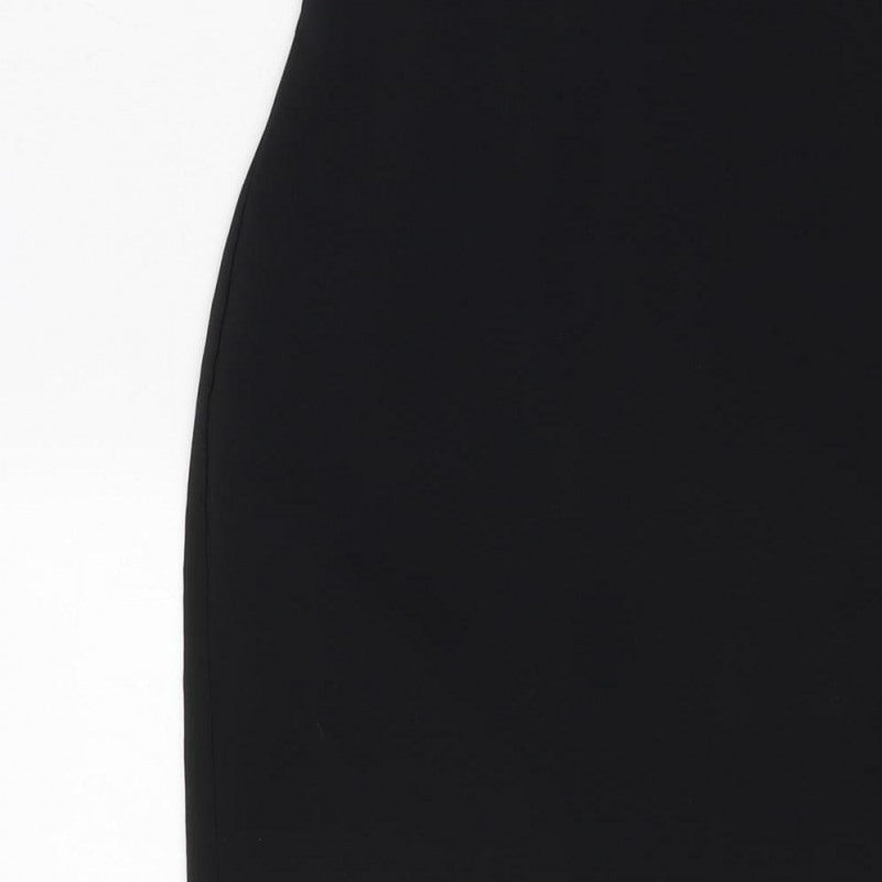 Zara Basic Women Black XS Bodycon Midi Halter Backless Evening Dress