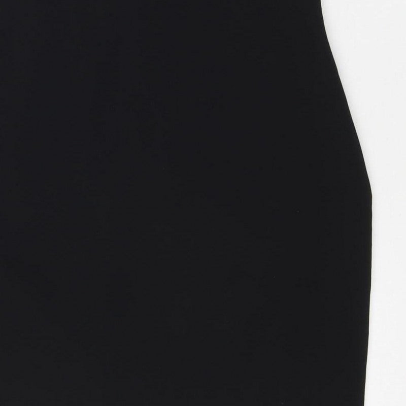 Zara Basic Women Black XS Bodycon Midi Halter Backless Evening Dress