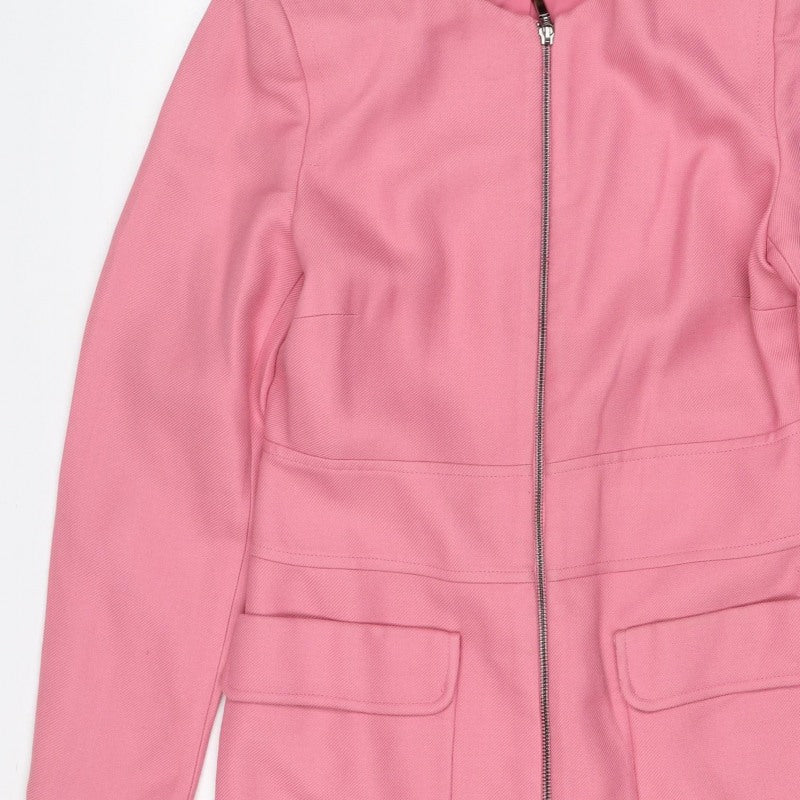 M&S Women's Pink UK 10 Basic Zip Jacket Lined Utility Pockets