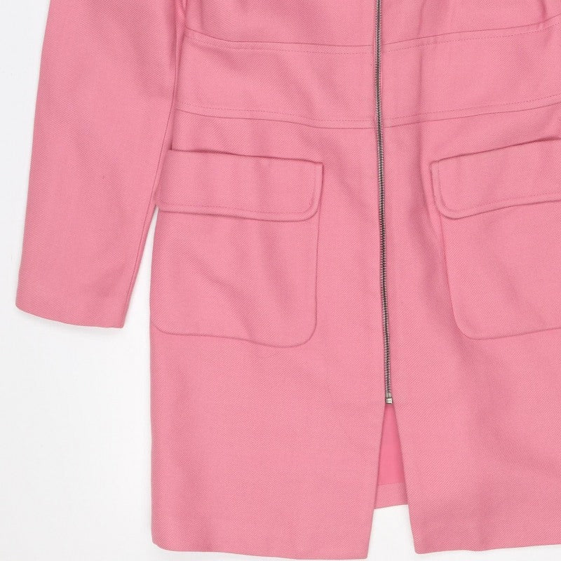 M&S Women's Pink UK 10 Basic Zip Jacket Lined Utility Pockets