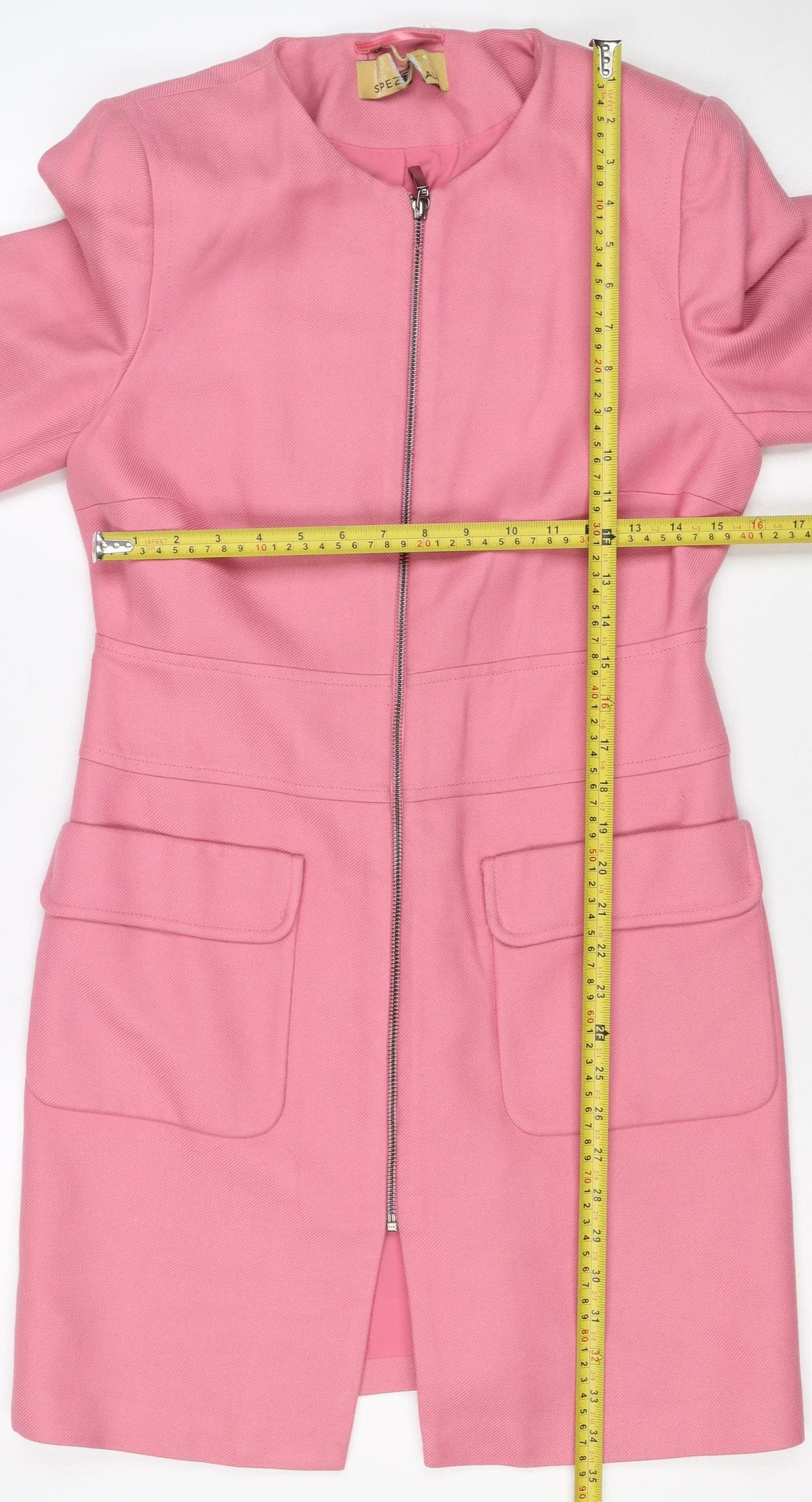M&S Women's Pink UK 10 Basic Zip Jacket Lined Utility Pockets