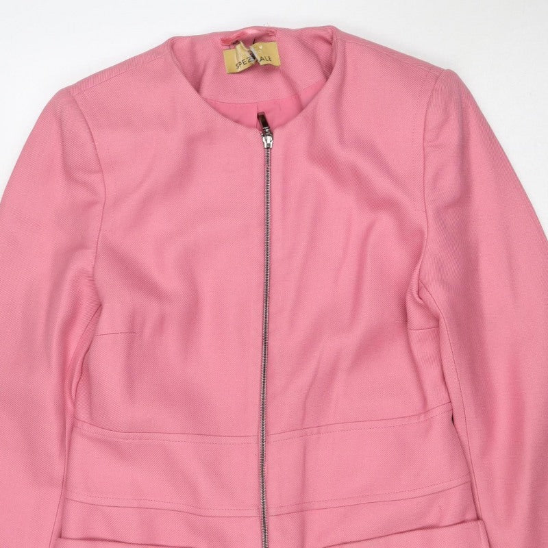 M&S Women's Pink UK 10 Basic Zip Jacket Lined Utility Pockets