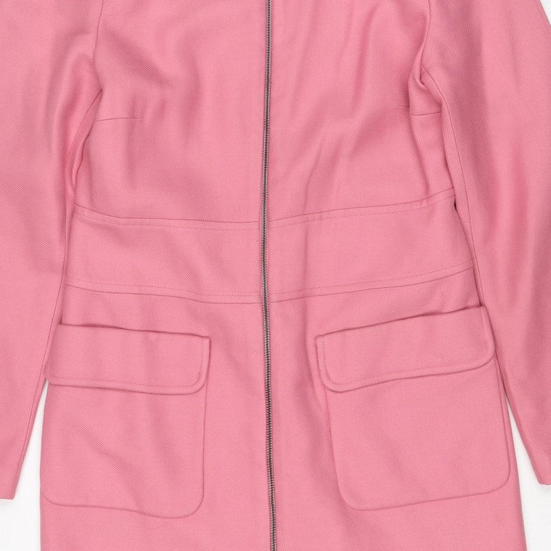 M&S Women's Pink UK 10 Basic Zip Jacket Lined Utility Pockets