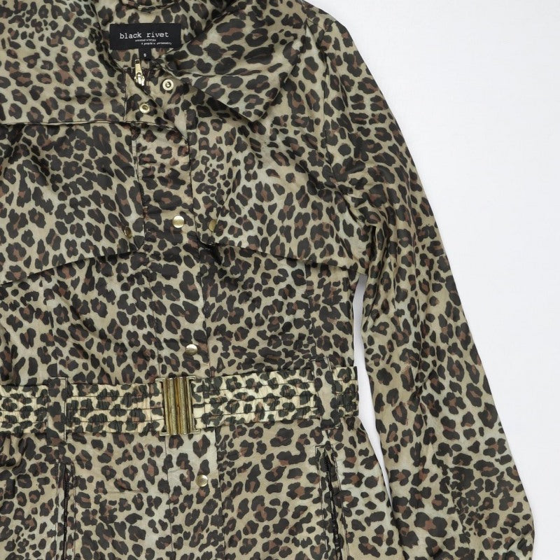 Black Rivet Women’s Leopard Print Belted Trench Jacket Size S