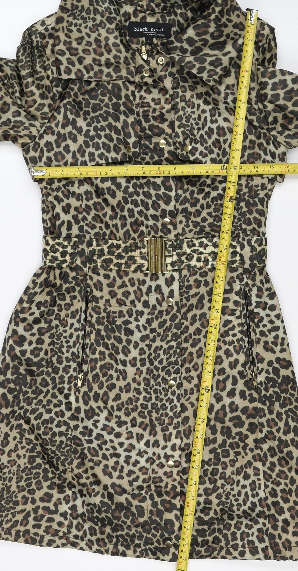 Black Rivet Women’s Leopard Print Belted Trench Jacket Size S