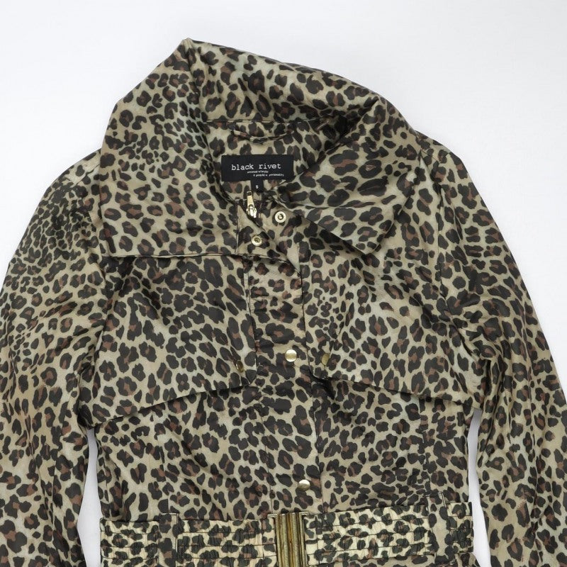 Black Rivet Women’s Leopard Print Belted Trench Jacket Size S
