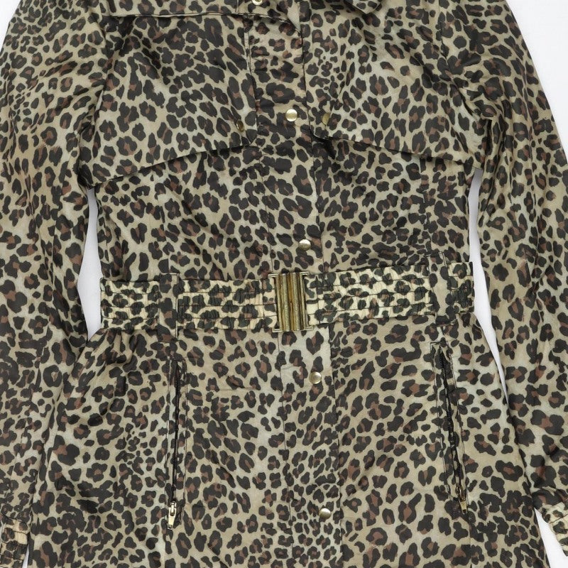 Black Rivet Women’s Leopard Print Belted Trench Jacket Size S