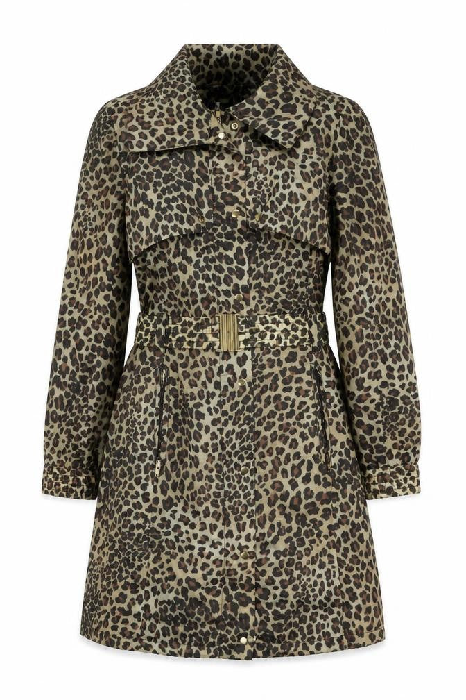 Black Rivet Women’s Leopard Print Belted Trench Jacket Size S
