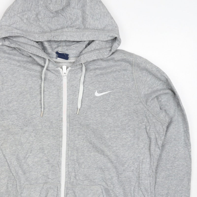 Nike Men’s Grey M Full Zip Hoodie Logo Cotton Blend Pockets