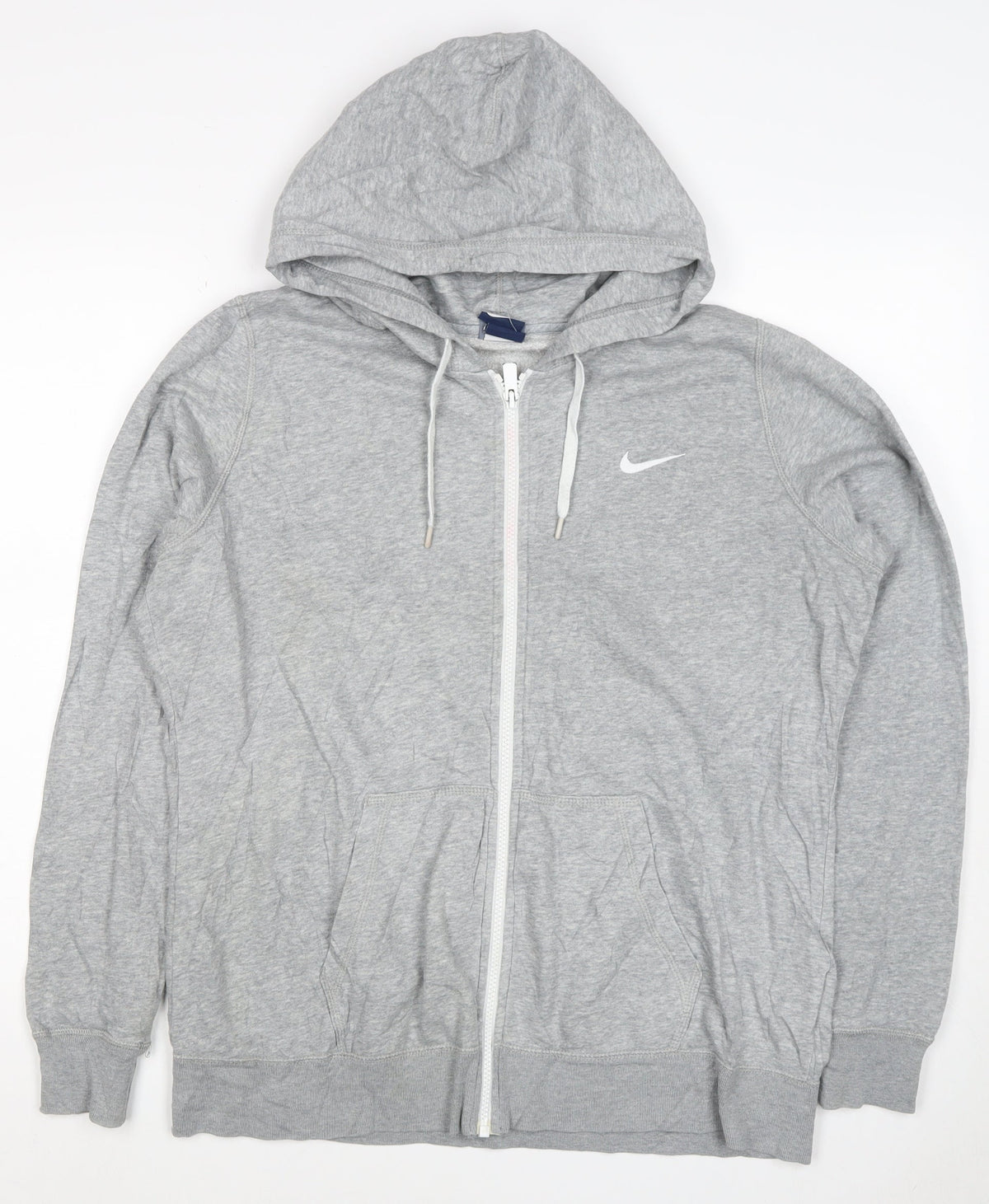Nike Men’s Grey M Full Zip Hoodie Logo Cotton Blend Pockets