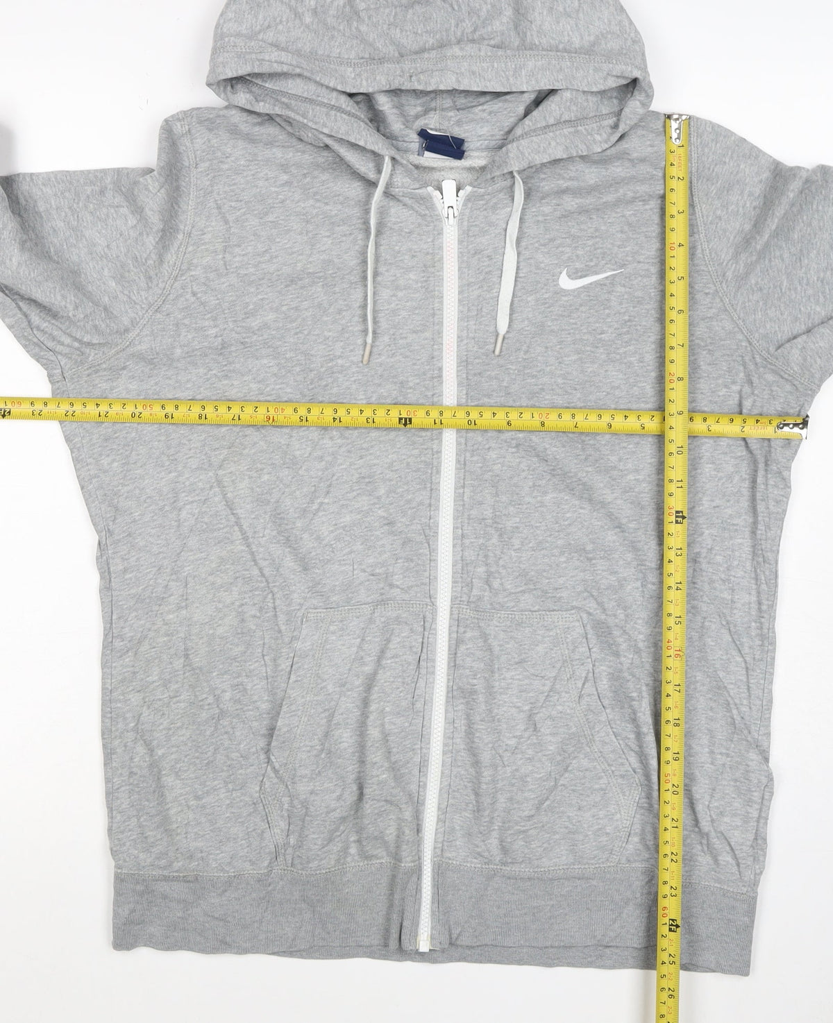 Nike Men’s Grey M Full Zip Hoodie Logo Cotton Blend Pockets