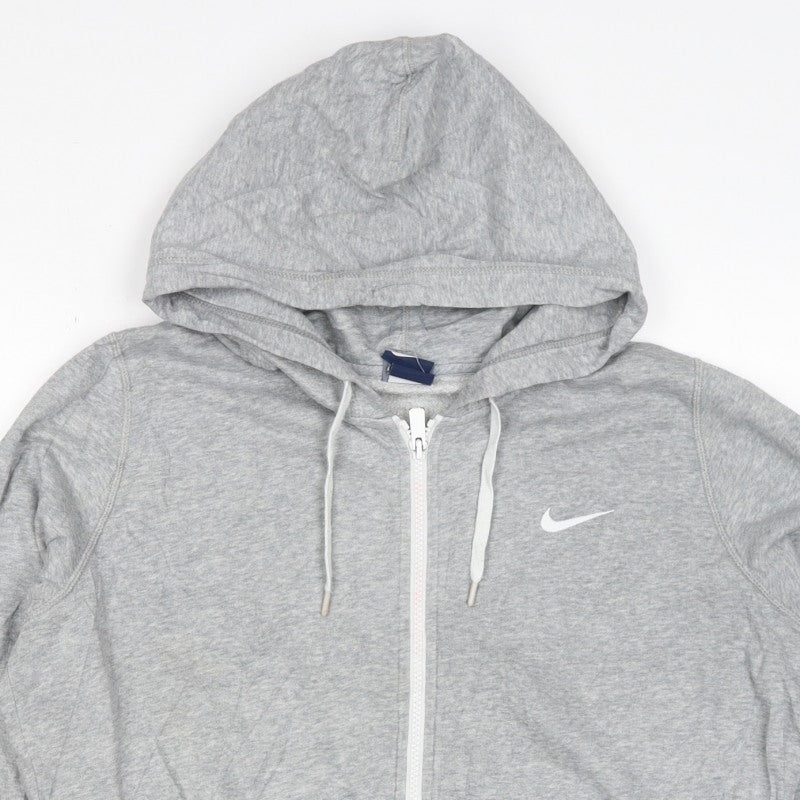 Nike Men’s Grey M Full Zip Hoodie Logo Cotton Blend Pockets