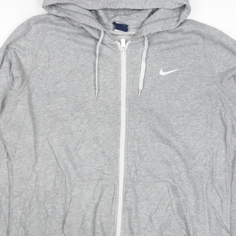 Nike Men’s Grey M Full Zip Hoodie Logo Cotton Blend Pockets