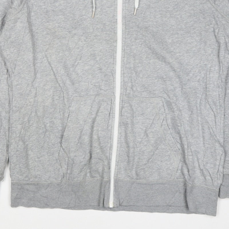 Nike Men’s Grey M Full Zip Hoodie Logo Cotton Blend Pockets