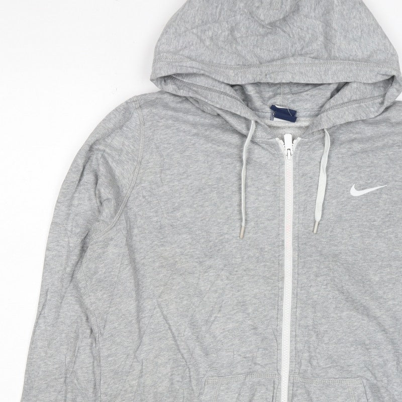 Nike Men’s Grey M Full Zip Hoodie Logo Cotton Blend Pockets