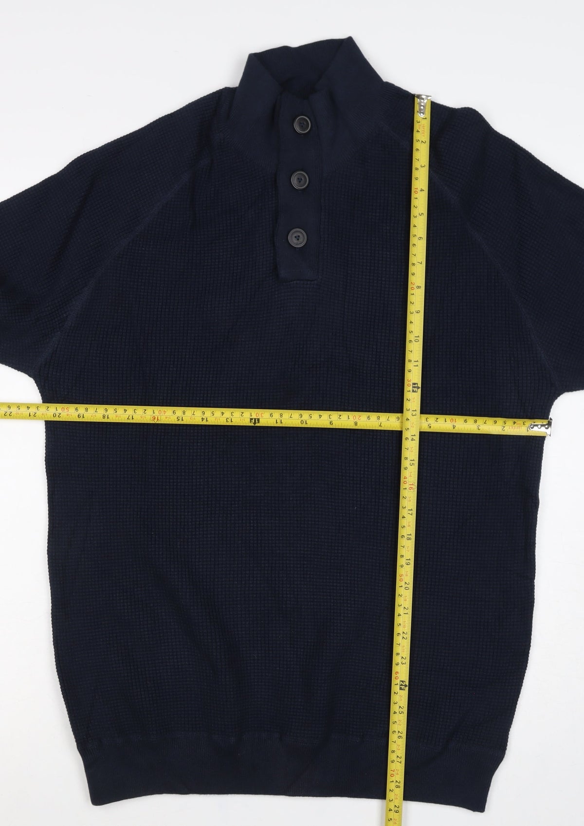 Next Men's Navy Large Waffle Knit High Neck Henley Jumper