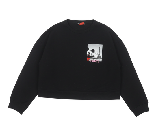 Zara Disney Women Black M Pullover Sweatshirt Mickey Paris Graphic