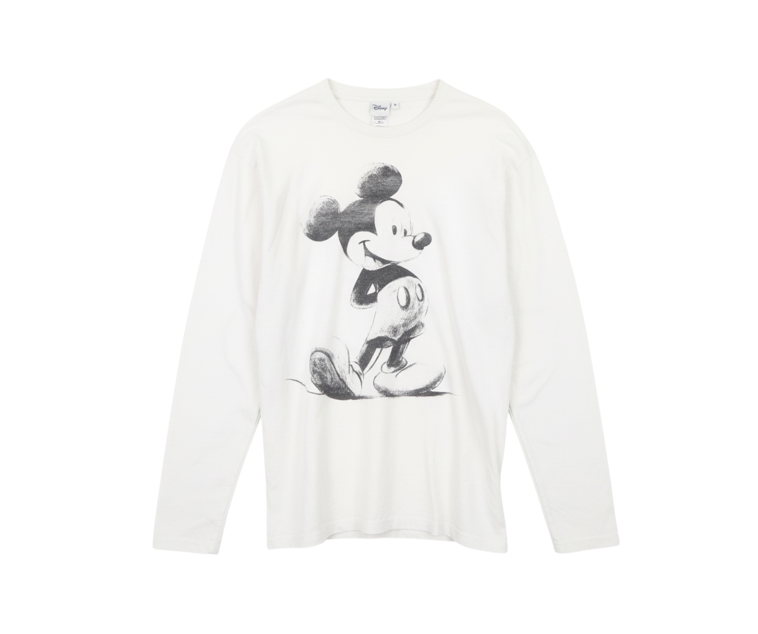 Disney Women’s White Long Sleeve Mickey Mouse Cotton T-Shirt M