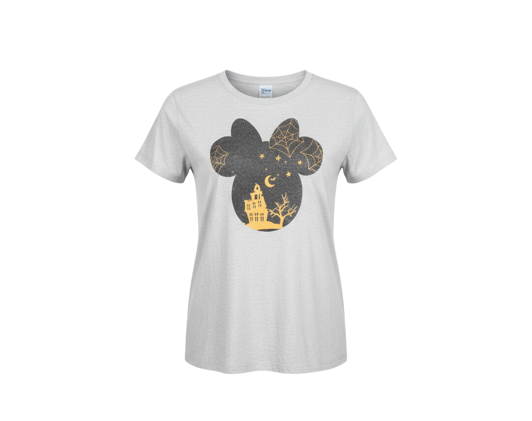 Disney Tu Women Grey Halloween Minnie Mouse Graphic T-Shirt Size 14