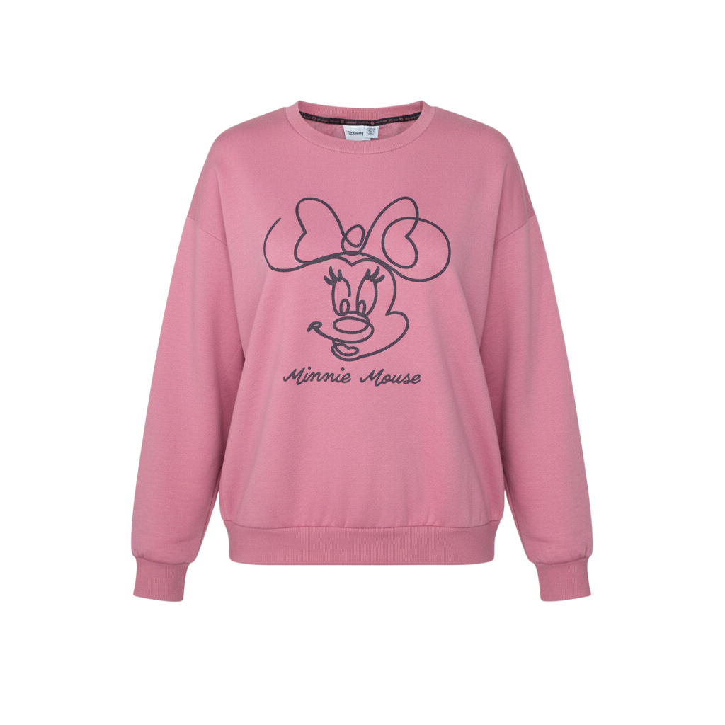 Disney Women Pink Minnie Mouse Sweatshirt Size L Crew Neck Pullover