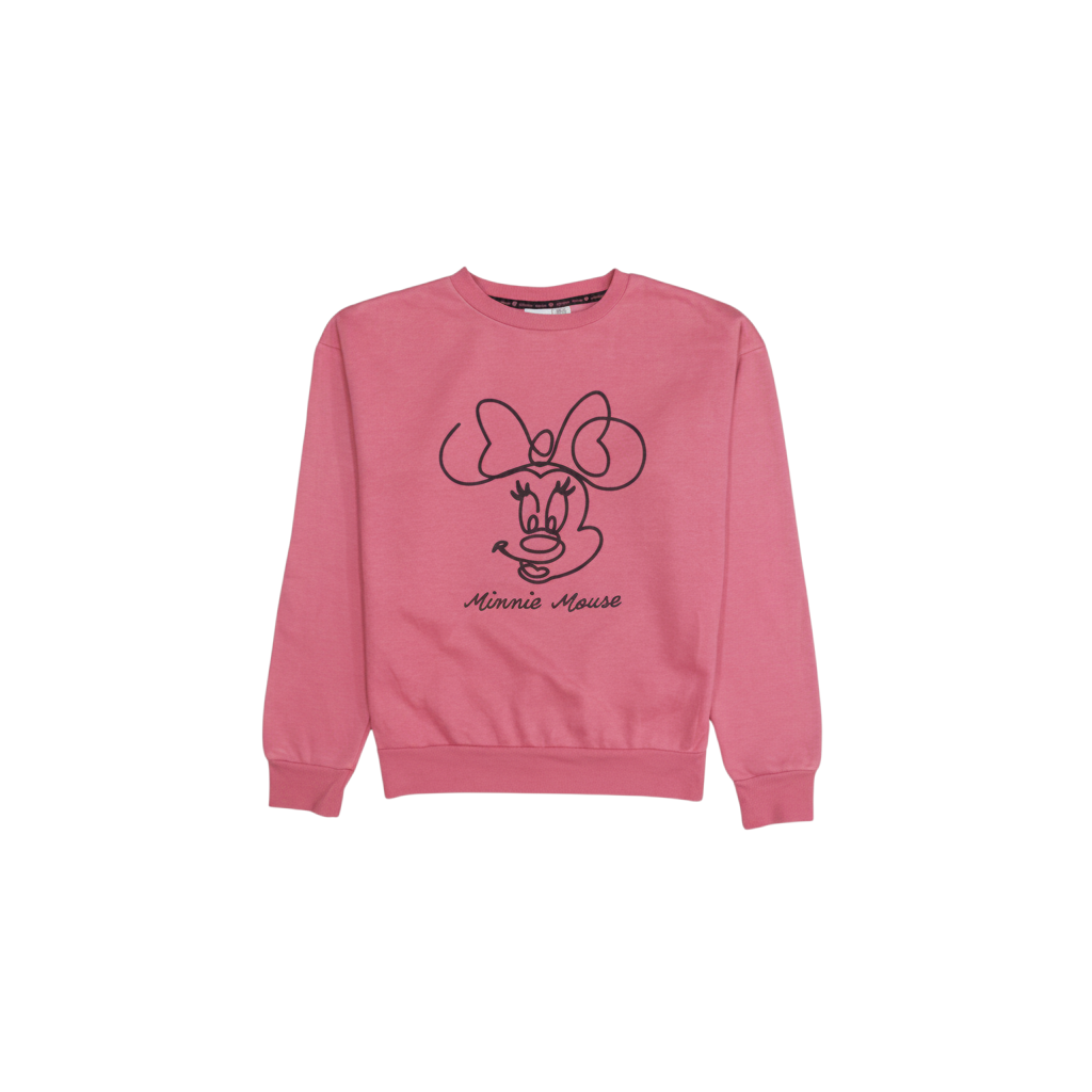 Disney Minnie Mouse Pink Sweatshirt Women 2XS Crew Neck Graphic Print