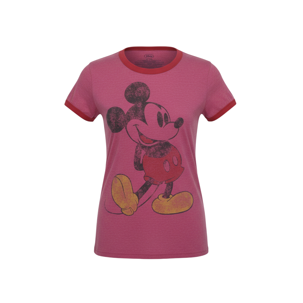 Disney Women’s Pink Mickey Mouse Ringer T-Shirt XL