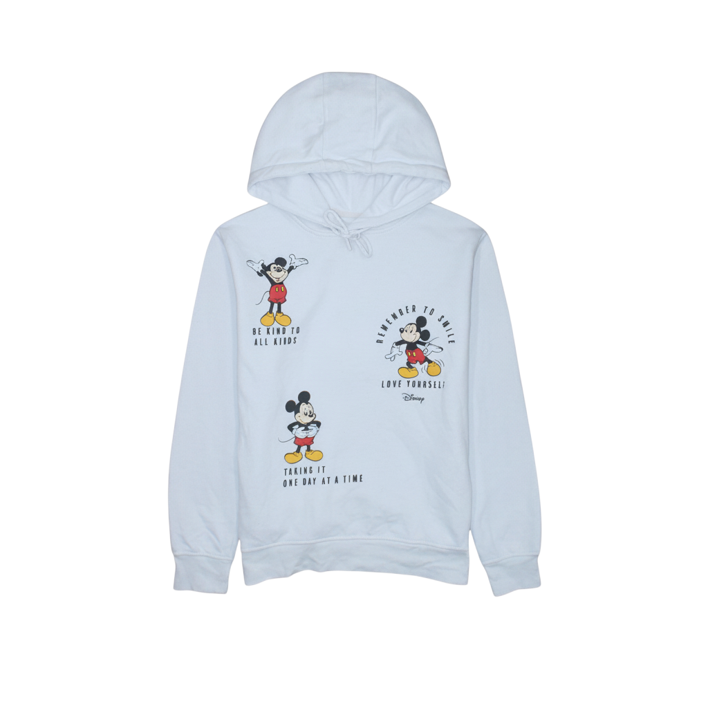 Disney Women’s White Mickey Mouse Pullover Hoodie 2XS