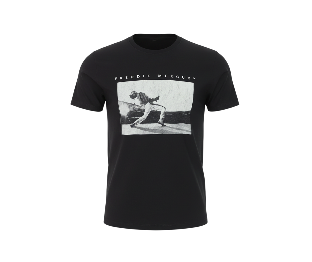 Freddie Mercury Official Merch Black Cotton Men's Medium Graphic T-Shirt
