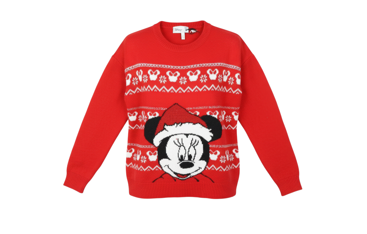 Disney Women Red Minnie Mouse Christmas Jumper XS