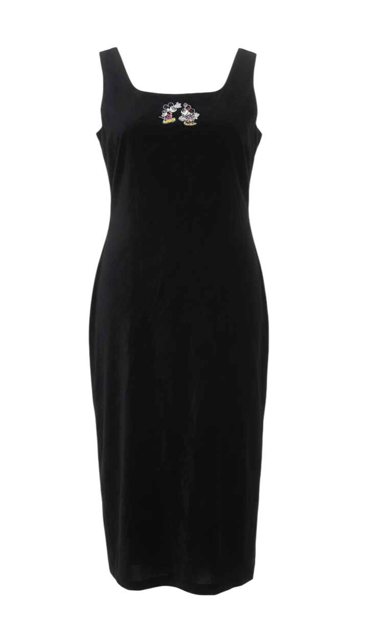 Disney Store Women’s Black Velvet Sheath Dress M Mickey Minnie