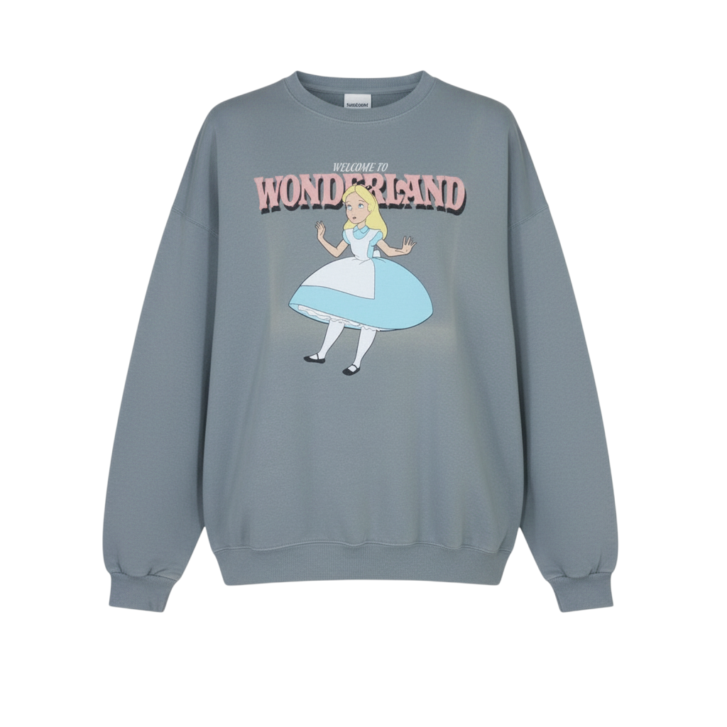 H&M Divided Disney Alice in Wonderland Grey Women's M Pullover Sweatshirt