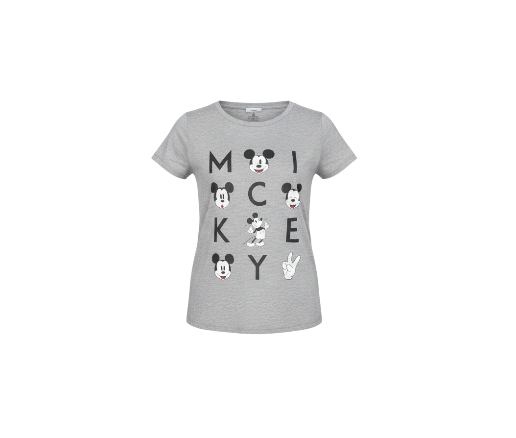 Disney Women’s Grey Mickey Mouse T-Shirt Size 8 Short Sleeve Casual