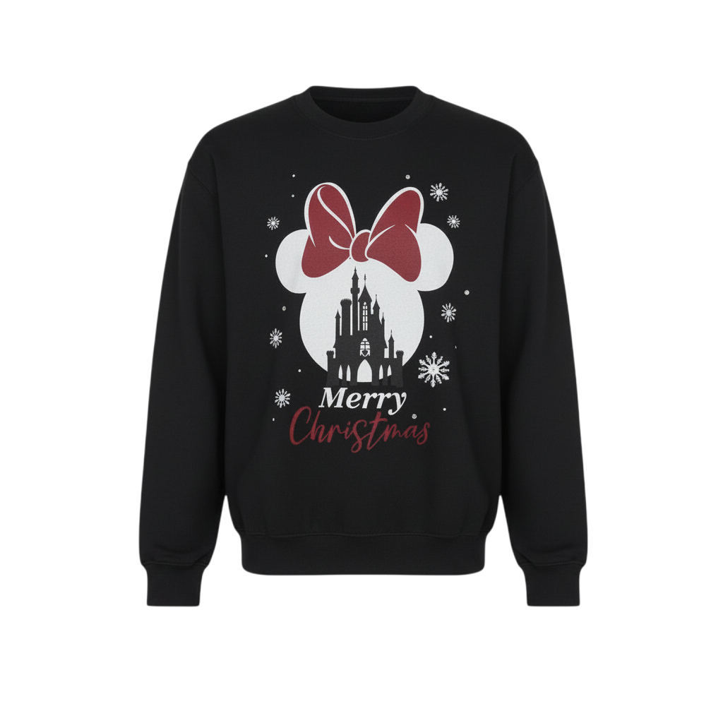 Disney Women Black Christmas Minnie Mouse Sweatshirt Medium