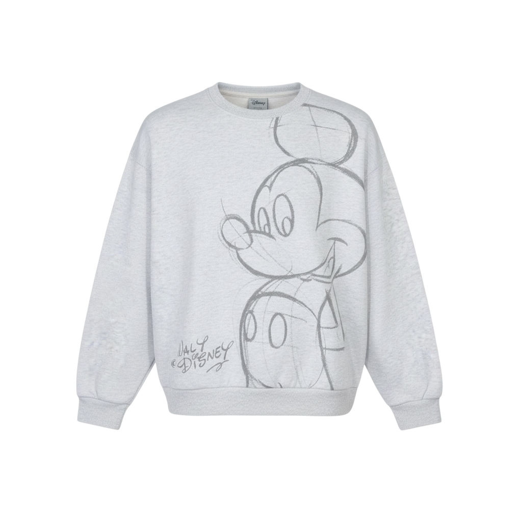 Disney Women Grey Mickey Mouse Graphic Pullover Sweatshirt L 14/16